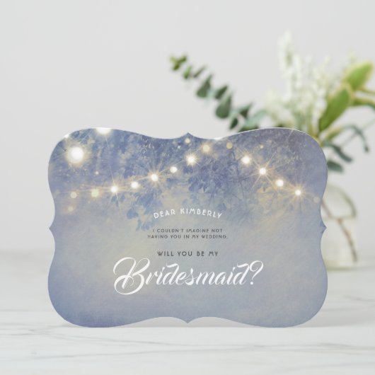 Rustiek Dusty Blue, jij wordt mijn bruidsmeisje Kaart (Staand voorkant)
