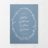 Rustiek Dusty Blue Wildflower Boho Foto Bruiloft Drieluik Uitnodiging (Cover)