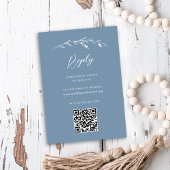 Rustiek Dusty Blue Wildflower QR Code Bruiloft RSVP Kaartje