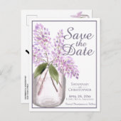 Rustiek Dusty Paarse Lilacs Bruiloft Save the Date Uitnodiging Briefkaart (Voorkant / Achterkant)