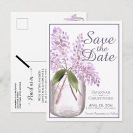 Rustiek Dusty Paarse Lilacs Bruiloft Save the Date Uitnodiging Briefkaart