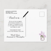 Rustiek Dusty Paarse Lilacs Bruiloft Save the Date Uitnodiging Briefkaart (Achterkant)