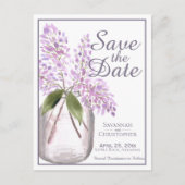 Rustiek Dusty Paarse Lilacs Bruiloft Save the Date Uitnodiging Briefkaart (Voorkant)