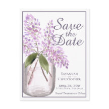 Rustiek Dusty Paarse Lilacs Bruiloft Save the Date