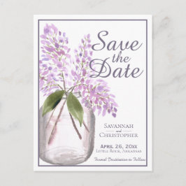 Rustiek Dusty Paarse Lilacs Bruiloft Save the Date Uitnodiging Briefkaart