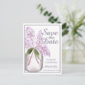 Rustiek Dusty Paarse Lilacs Bruiloft Save the Date Uitnodiging Briefkaart (Staand voorkant)