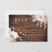 Rustiek Dusty Roos Blush Bloemen Bruiloft Alles Ev RSVP Kaartje (Voorkant)