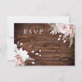 Rustiek Dusty Roos Blush Bloemen Bruiloft Alles Ev RSVP Kaartje