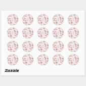 Rustiek Dusty Roze Bloemen Monogram Bruiloft Ronde Sticker (Vel)