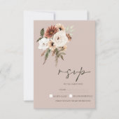 Rustiek Dusty Roze en Groen Bloemen Bruiloft RSVP (Voorkant)
