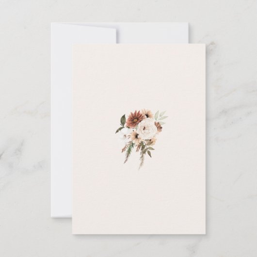 Rustiek Dusty Roze en Groen Bloemen Bruiloft RSVP (Achterkant)