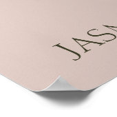 Rustiek Dusty Roze en Groene Bloemen Trouwbord Poster (Hoek)