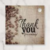 Rustiek Een baby meisje is het brouwen van koffie  Bedankjes Labels (Achterkant)