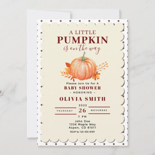 Rustiek een beetje pompoen Herfst Baby shower Dot Kaart (Voorkant)