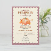 Rustiek een beetje pompoen Herfst Baby shower Paar Kaart (Staand voorkant)