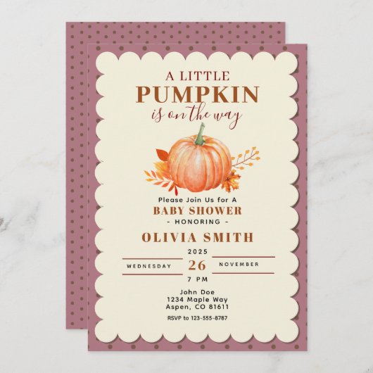 Rustiek een beetje pompoen Herfst Baby shower Paar Kaart (Voorkant / Achterkant)