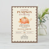Rustiek een beetje pompoen Herfst Baby shower Scha Kaart (Staand voorkant)