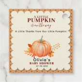 Rustiek een beetje pompoen Schattigee Herfst Baby Bedankjes Labels (Achterkant)