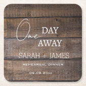 Rustiek een dag weg repetitie diner bruiloft kartonnen onderzetters (Voorkant)