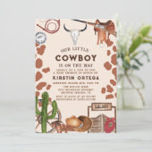 Rustiek een kleine cowboy western baby shower kaart (Staand voorkant)
