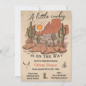 Rustiek Een Kleine Cowboy Western Koe Baby shower Kaart (Voorkant)