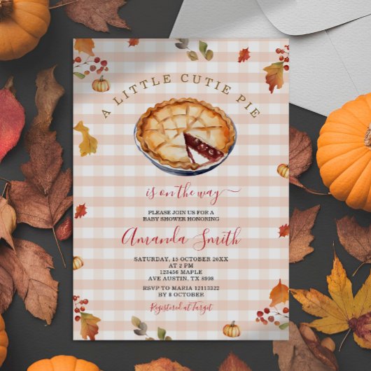 Rustiek Een Little Cutie Pie Herfst Gingham Baby s Kaart