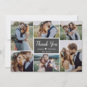 Rustiek Eenvoudig 6 Fotocollage Script Bruiloft Bedankkaart (Voorkant)