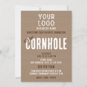 Rustiek Eenvoudig Bedrijf Logo Cornhole Fundraiser Kaart