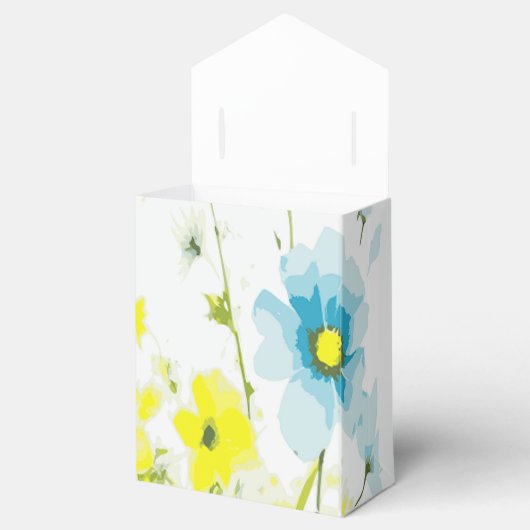 Rustiek Eenvoudig Blauw Geel Poppies Waterverf Bedankdoosjes (Geopend)