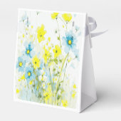 Rustiek Eenvoudig Blauw Geel Poppies Waterverf Bedankdoosjes (Achterkant)