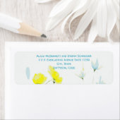 Rustiek Eenvoudig Blauw Geel Poppies Waterverf Etiket (Insitu)