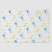 Rustiek Eenvoudig Blauw Geel Poppies Waterverf Tissuepapier (Voorkant)