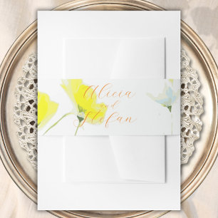 Rustiek Eenvoudig Blauw Geel Poppies Waterverf Uitnodigingen Wikkel