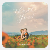 Rustiek Eenvoudig Blauw Geel Poppies Waterverf Vierkante Sticker (Voorkant)