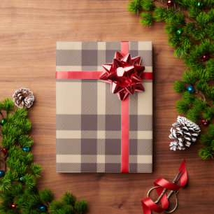 Rustiek Eenvoudig Bruin Plaid Kerstmis Cadeaupapier