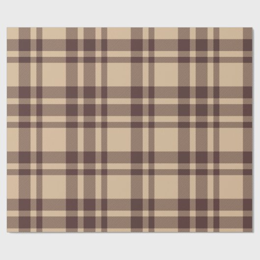 Rustiek Eenvoudig Bruin Plaid Kerstmis Cadeaupapier (Vlak)