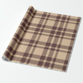 Rustiek Eenvoudig Bruin Plaid Kerstmis Cadeaupapier (Uitgerold)