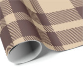 Rustiek Eenvoudig Bruin Plaid Kerstmis Cadeaupapier (Rol Hoek)