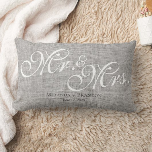 Rustiek Eenvoudig Modern Mr en Mrs Gift Grey Kussen (Deken)