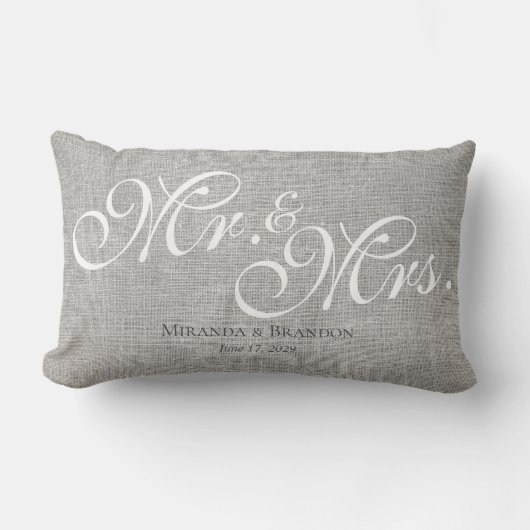 Rustiek Eenvoudig Modern Mr en Mrs Gift Grey Kussen (Voorkant)