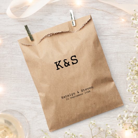 Rustiek Eenvoudig Monogram Initialen Trouwtraktati Bedankzakje (Geknipt)