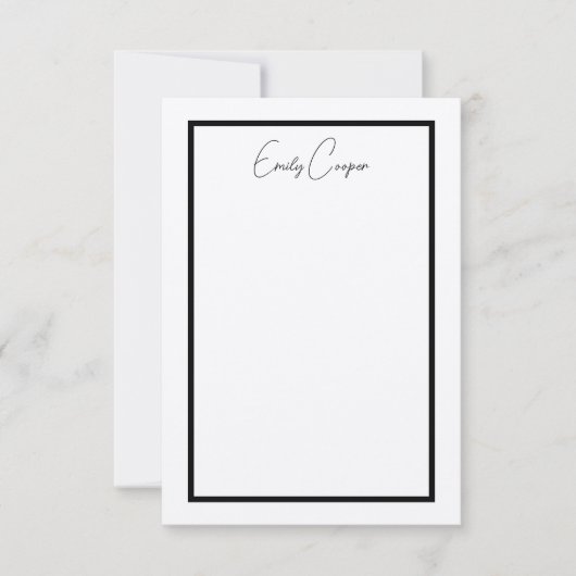 Rustiek Eenvoudig Zwart Polka Dot Border Monogram Bedankkaart (Voorkant)