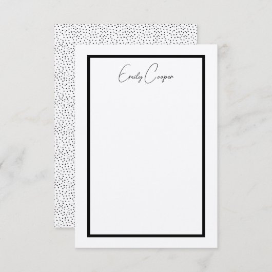 Rustiek Eenvoudig Zwart Polka Dot Border Monogram Bedankkaart (Voorkant / Achterkant)