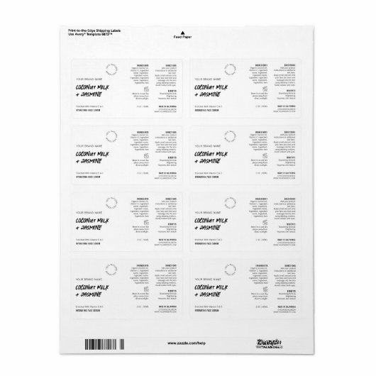 Rustiek Eenvoudig Zwart Wit 2OZ Druppelflesetiket Etiket (Full Sheet)