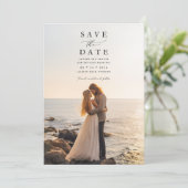 Rustiek Eenvoudige Foto Bruiloft Save the Date Kaart (Staand voorkant)