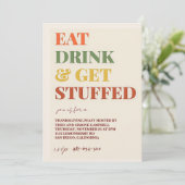 Rustiek Eenvoudige Thanksgiving Diner Feest Party Kaart (Staand voorkant)