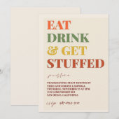 Rustiek Eenvoudige Thanksgiving Diner Feest Party Kaart (Voorkant / Achterkant)