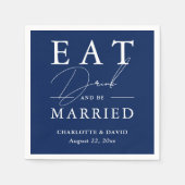 Rustiek Eet Drink en Wees getrouwd Navy Blue Weddi Servet (Voorkant)
