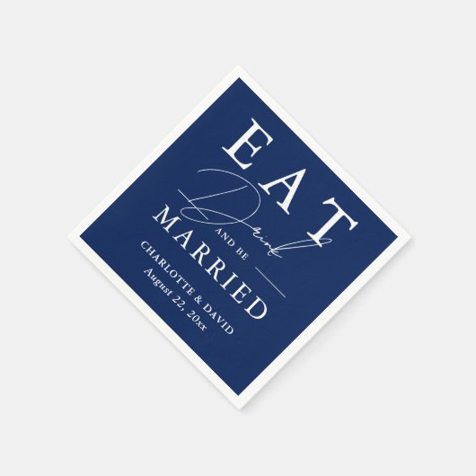 Rustiek Eet Drink en Wees getrouwd Navy Blue Weddi Servet (Hoek)
