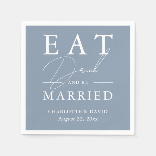 Rustiek Eet Drink en Wees getrouwd Stoffig Blauw B Servet (Voorkant)